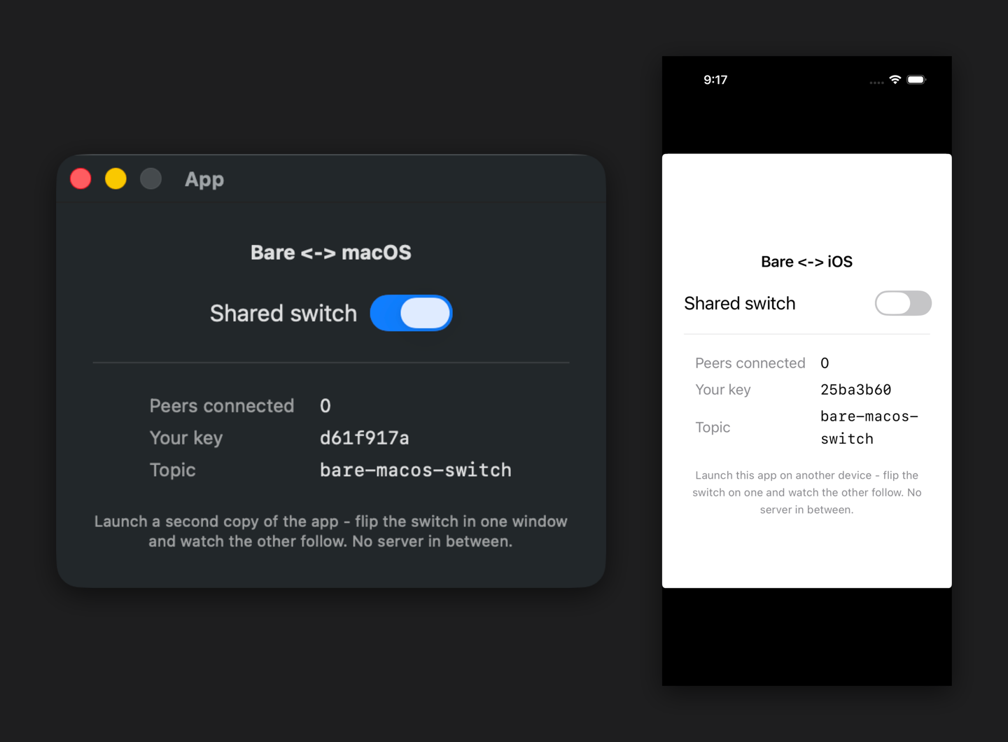 The macOS app on and the iOS app off after editing while disconnected